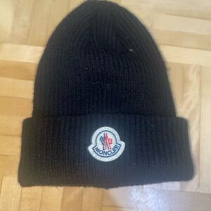 Moncler Black Ribbed Beanie